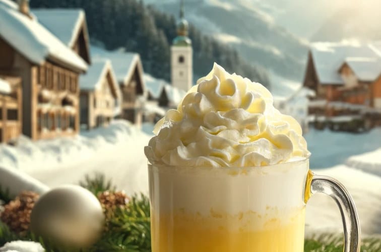 Bombardino in Südtirol serviert mit Schlagsahne