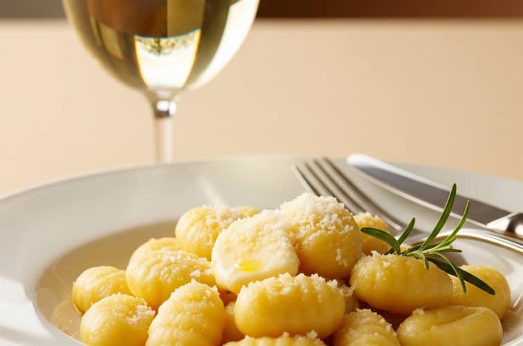 Gnocchi klassisch mit Weißwein als Weinbegleitung