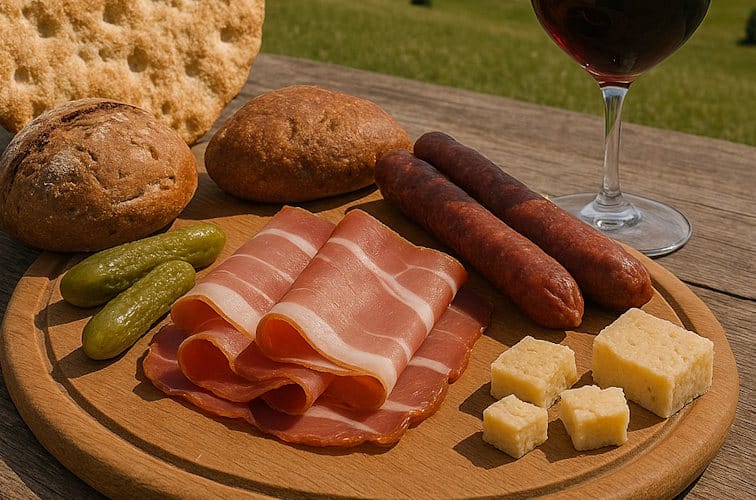 Südtiroler Marende mit Wein und Speck