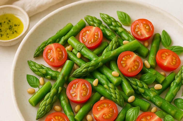 Salate zum Grillen - schnelle & einfache Grillsalat-Rezepte 12 Gruener Spargelsalat mit Kirschtomaten