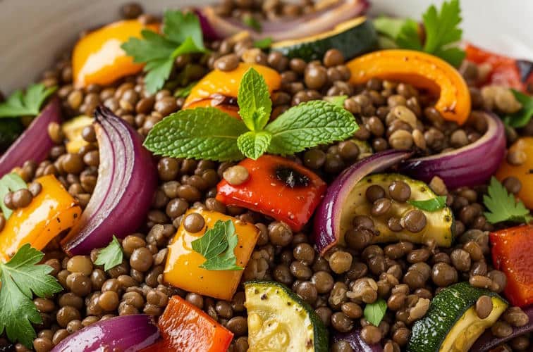 Salate zum Grillen - schnelle & einfache Grillsalat-Rezepte 8 Linsensalat mit Grillgemüse