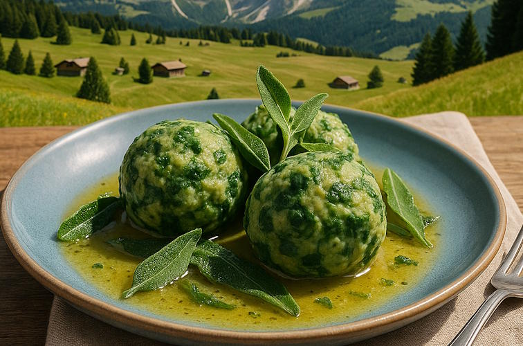 Saucen zu Knödeln – der unterschätzte Hauptdarsteller der Südtiroler Küche 3 Spinatknoedel mit Salbei Butter Sauce