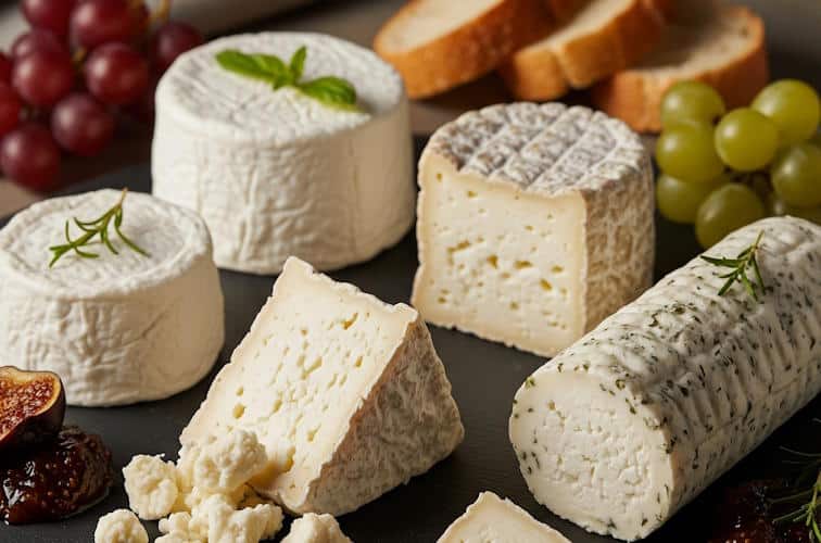 Ziegenkäseplatte mit Weintrauben edel serviert